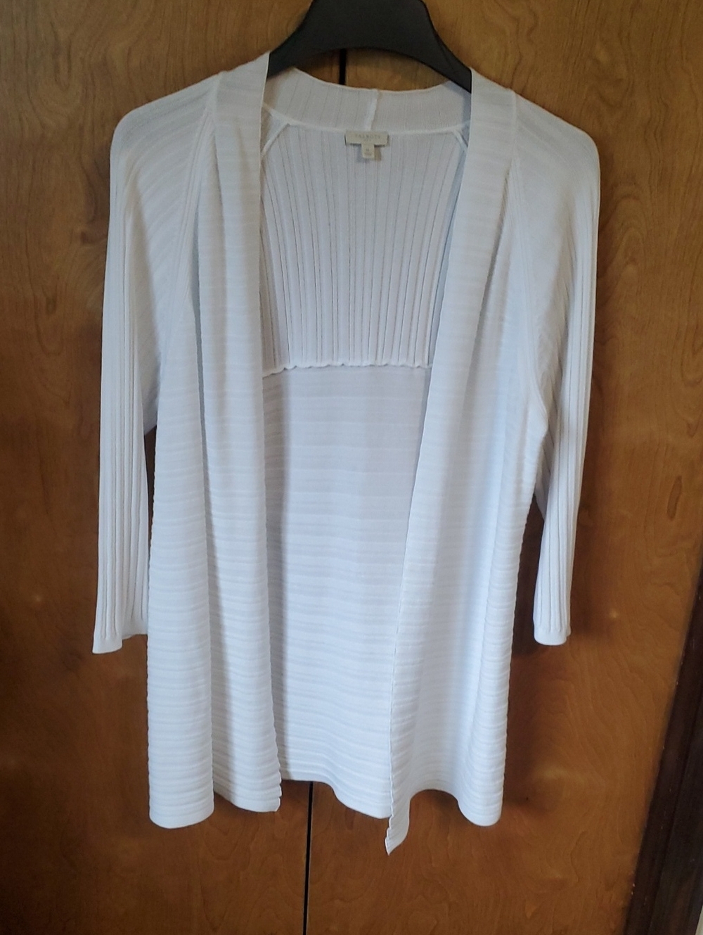 Talbots White Open-Front Ribbed Cardigan